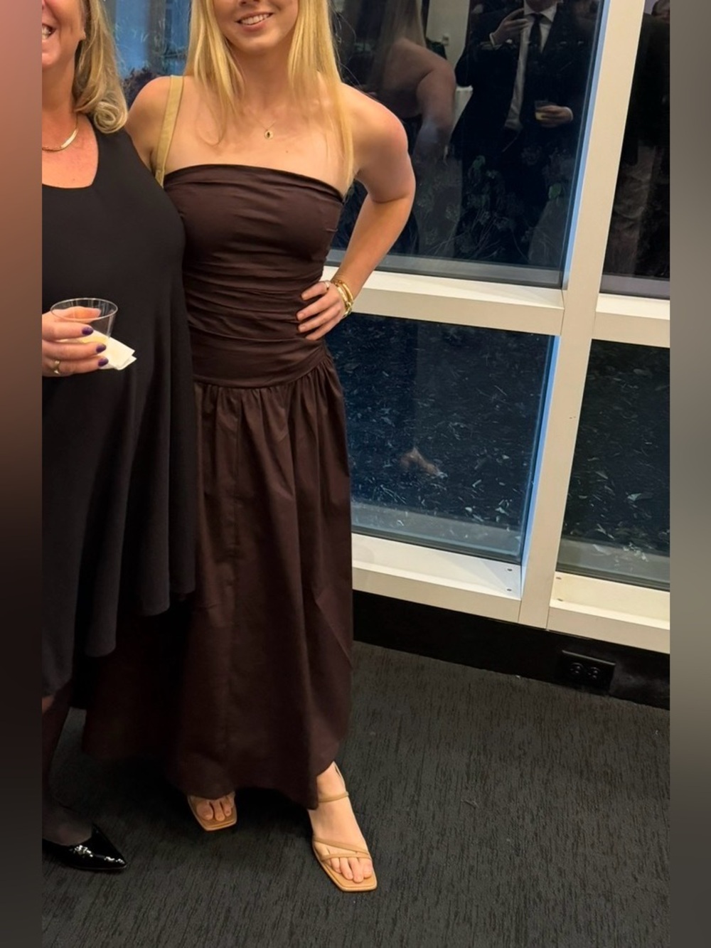 Strapless Ruched Maxi Dress in Chocolate Brown - Picture 2 of 4